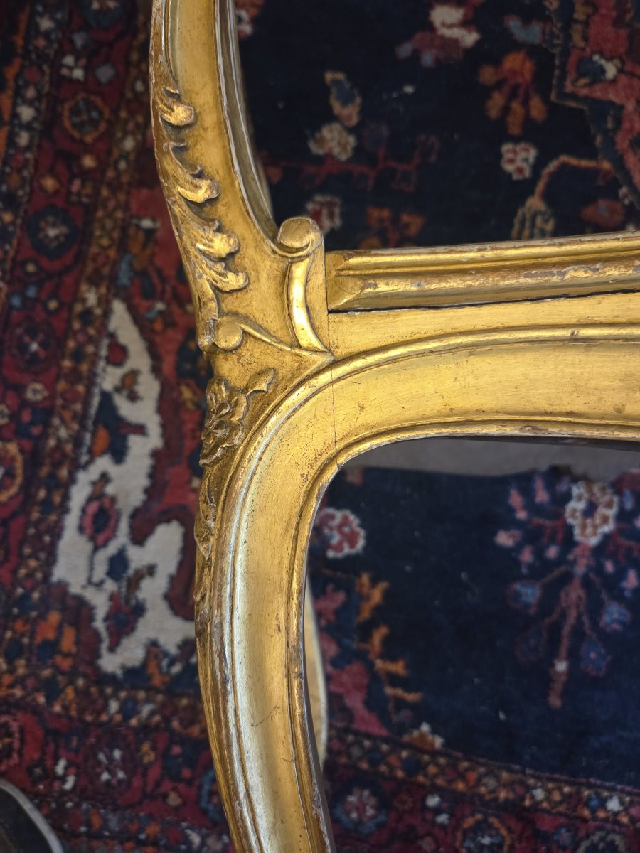 Tabouret ou banquette de piano en bois doré d'époque Napoléon III et de style Louis XV -photo-2