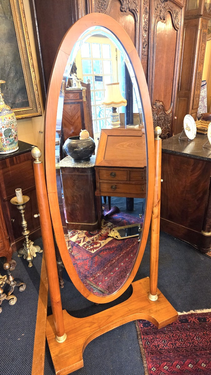 Empire Style Cherrywood Cheval Glass