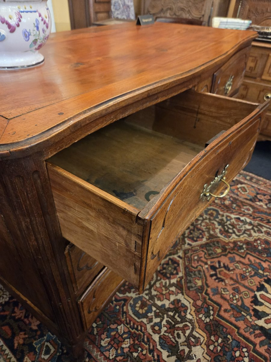 Louis XV Period Chest Of Drawers With Curved Front In Solid Walnut.-photo-2