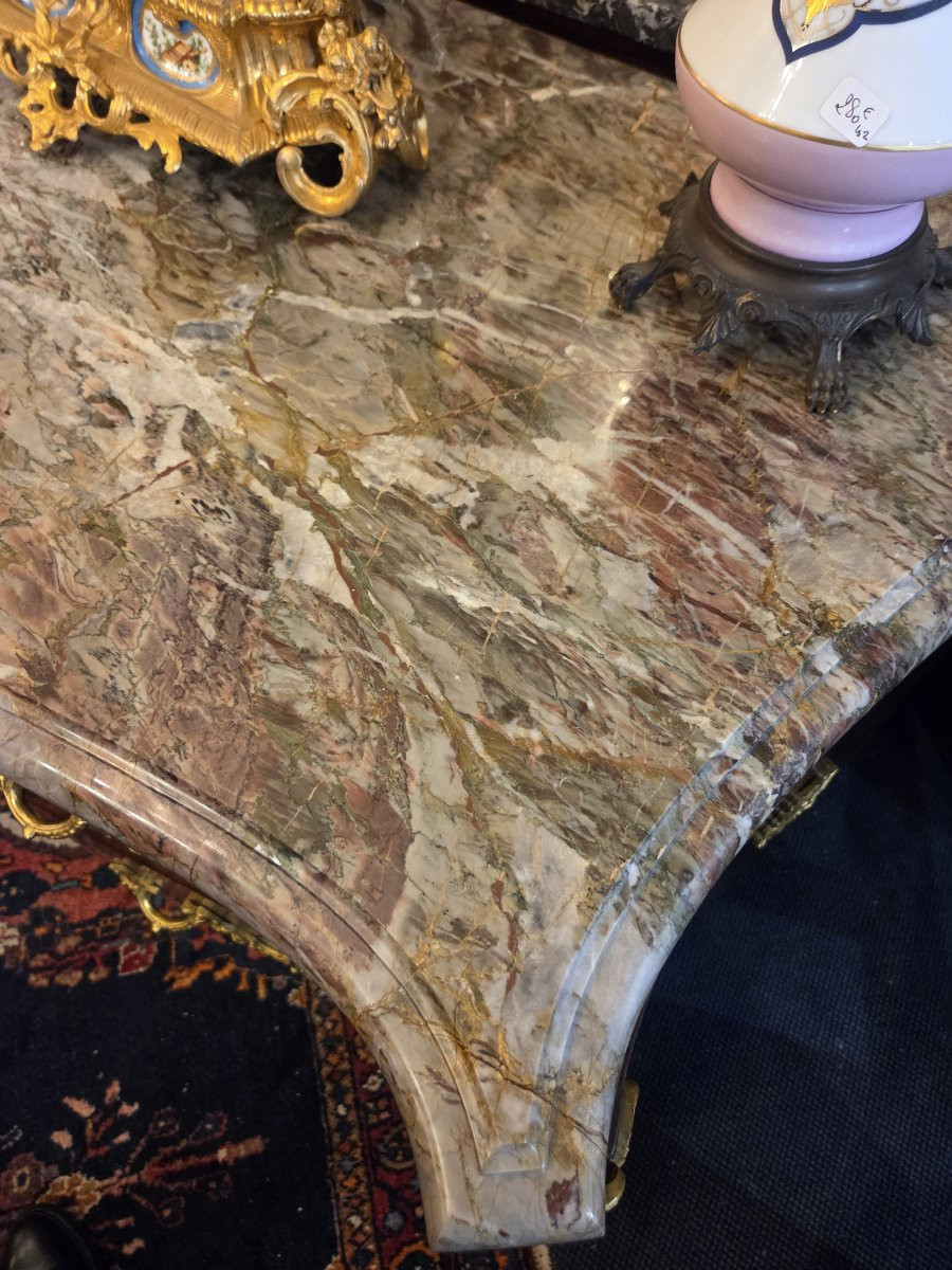 Louis XV Style Commode In Veneered Wood, Curved On All Sides-photo-2