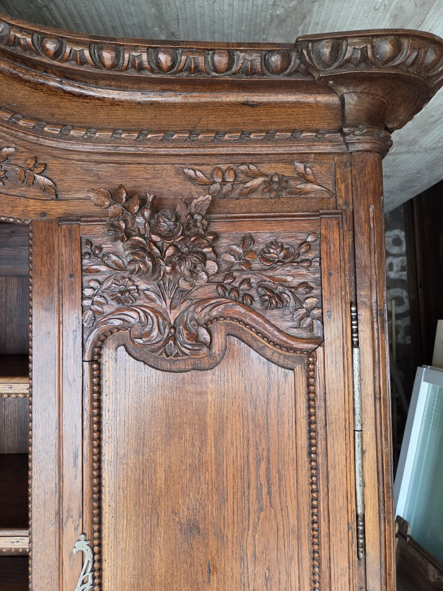 Buffet normand cauchois  à deux corps en chêne sculpté Fécamp XIXème-photo-3