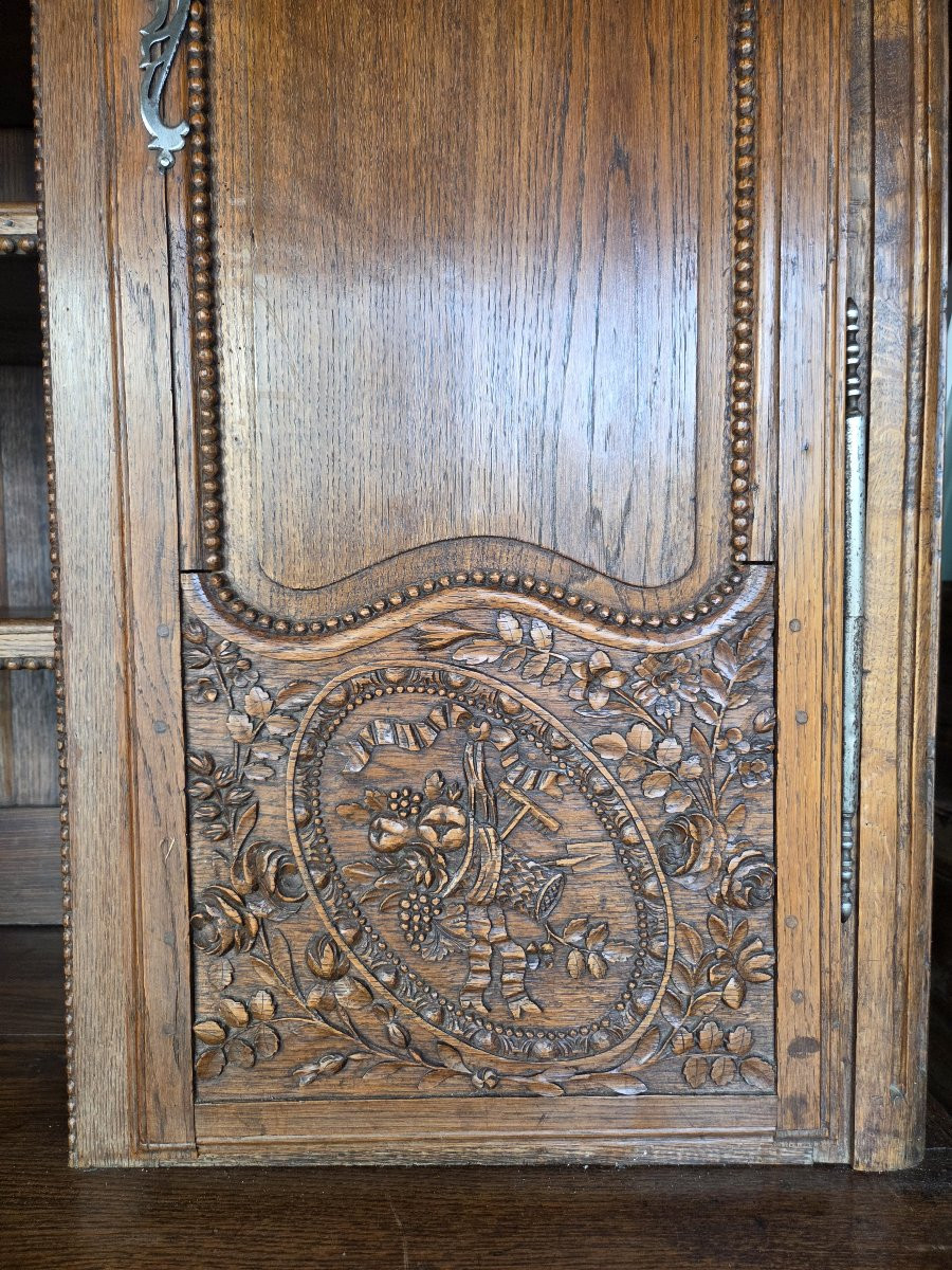 Buffet normand cauchois  à deux corps en chêne sculpté Fécamp XIXème-photo-3