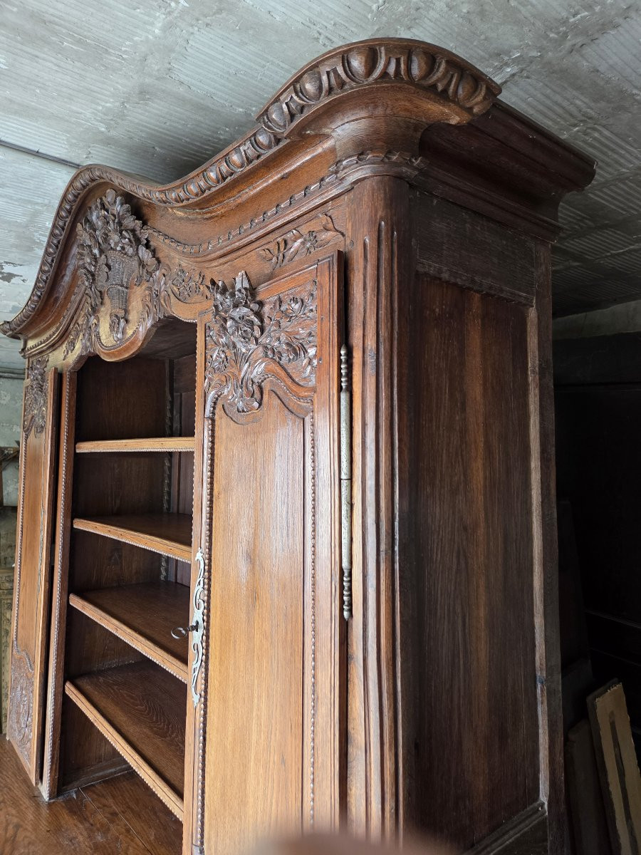 Buffet normand cauchois  à deux corps en chêne sculpté Fécamp XIXème-photo-4
