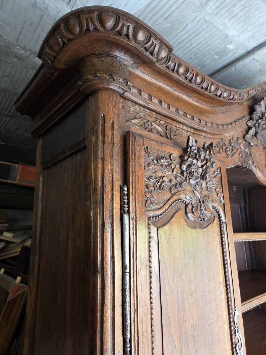 Buffet normand cauchois  à deux corps en chêne sculpté Fécamp XIXème-photo-5