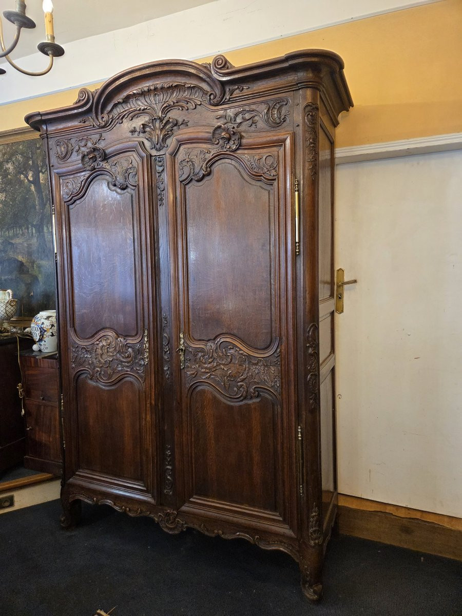 Armoire normande d'époque Régence en chêne XVIIIème Région de Rouen .-photo-1