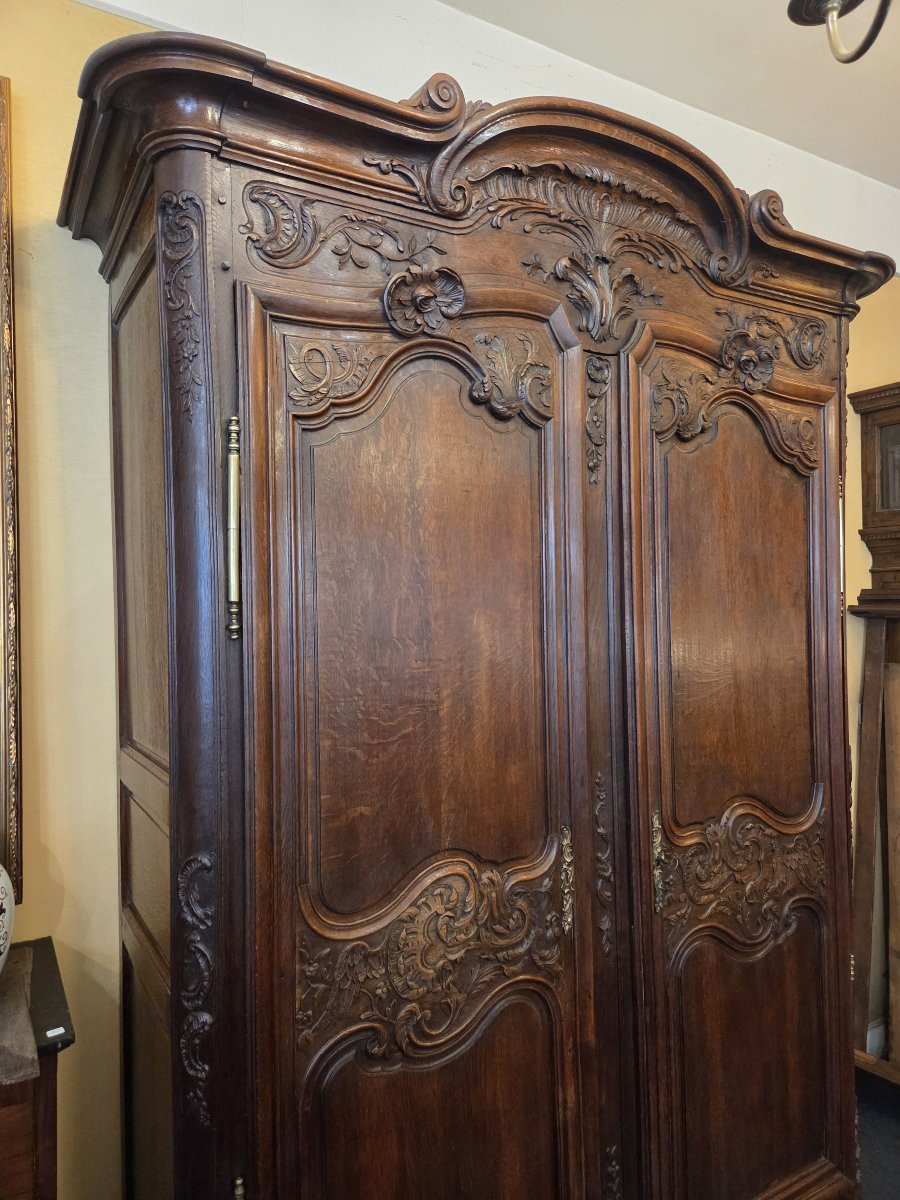 Armoire normande d'époque Régence en chêne XVIIIème Région de Rouen .-photo-3