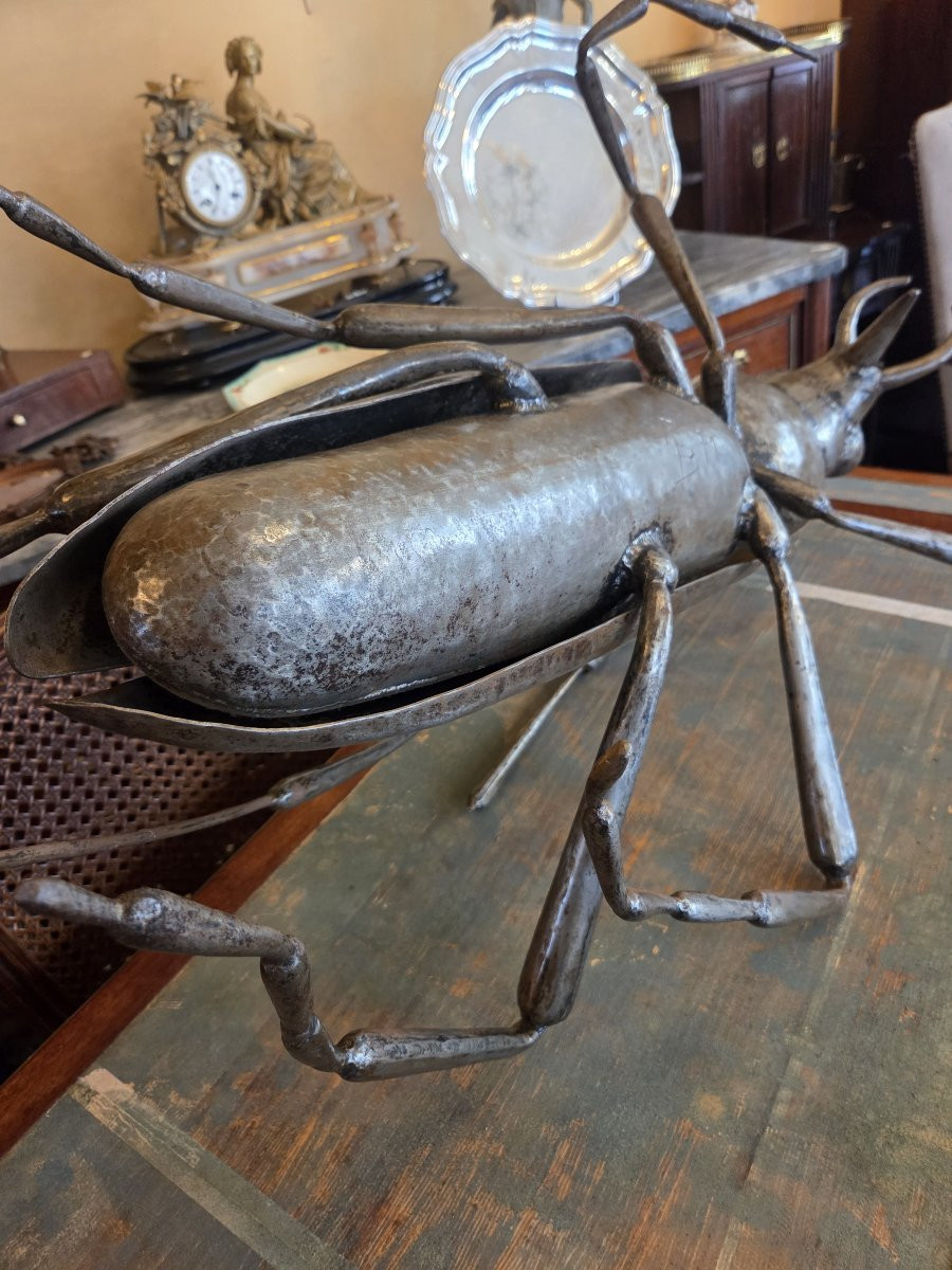 Metal Sculpture Representing An Insect, Signed René Broissand (1928-2019)-photo-4