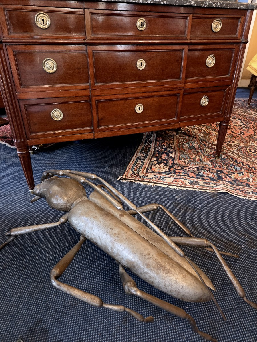 Metal Sculpture Representing An Insect, Signed René Broissand (1928-2019)