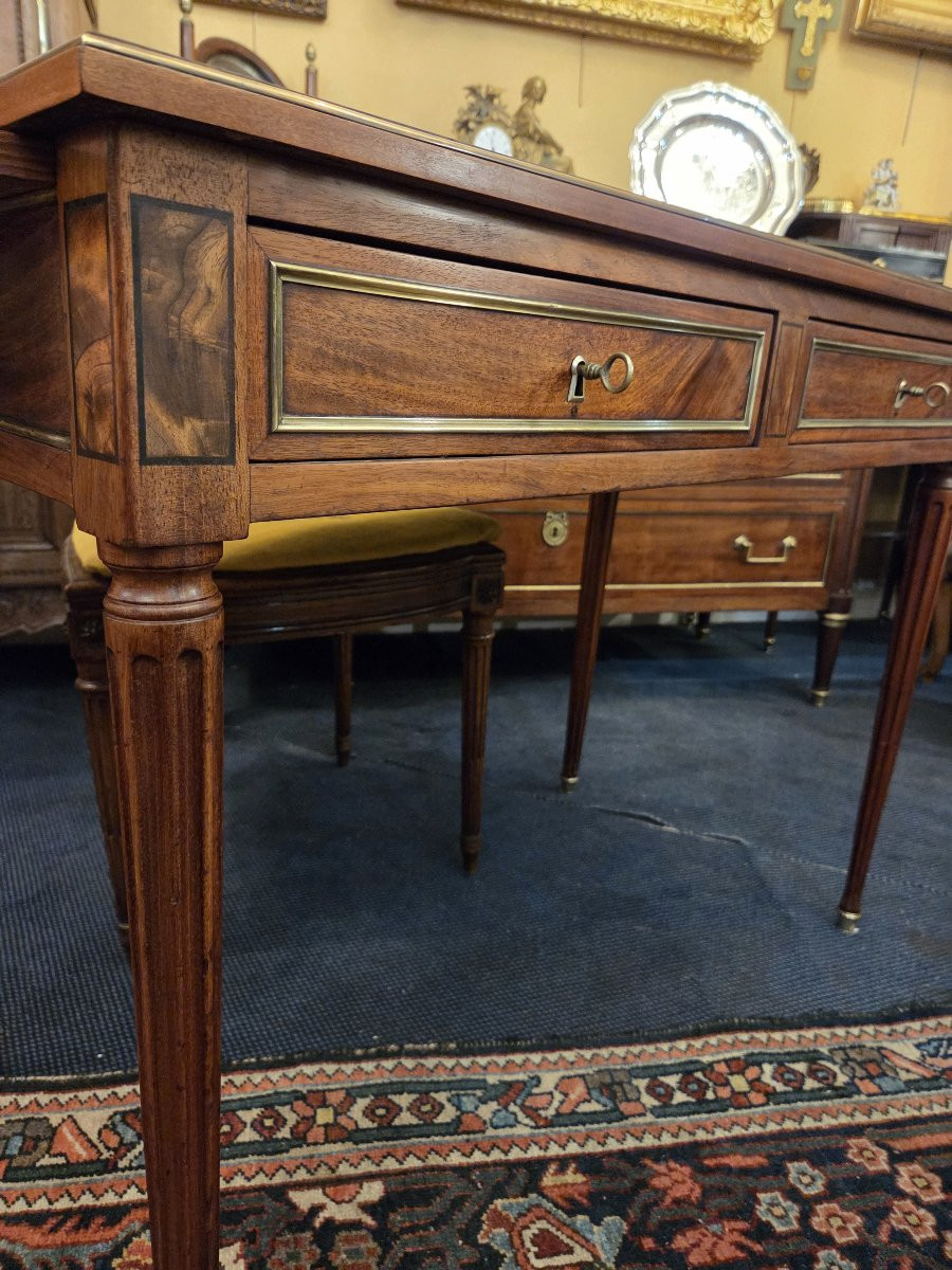 Small Louis XVI Period Mahogany Flat Desk With Pull-out Drawers-photo-3