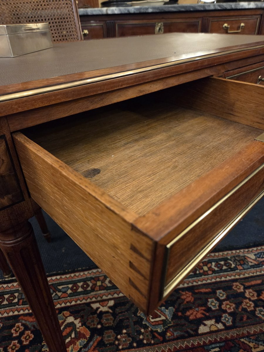 Small Louis XVI Period Mahogany Flat Desk With Pull-out Drawers-photo-2