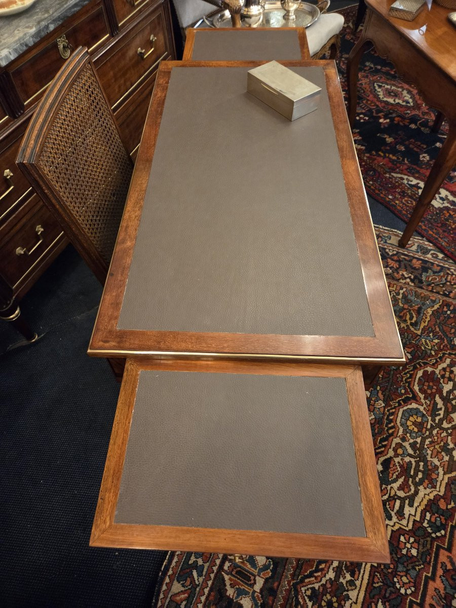 Small Louis XVI Period Mahogany Flat Desk With Pull-out Drawers-photo-3