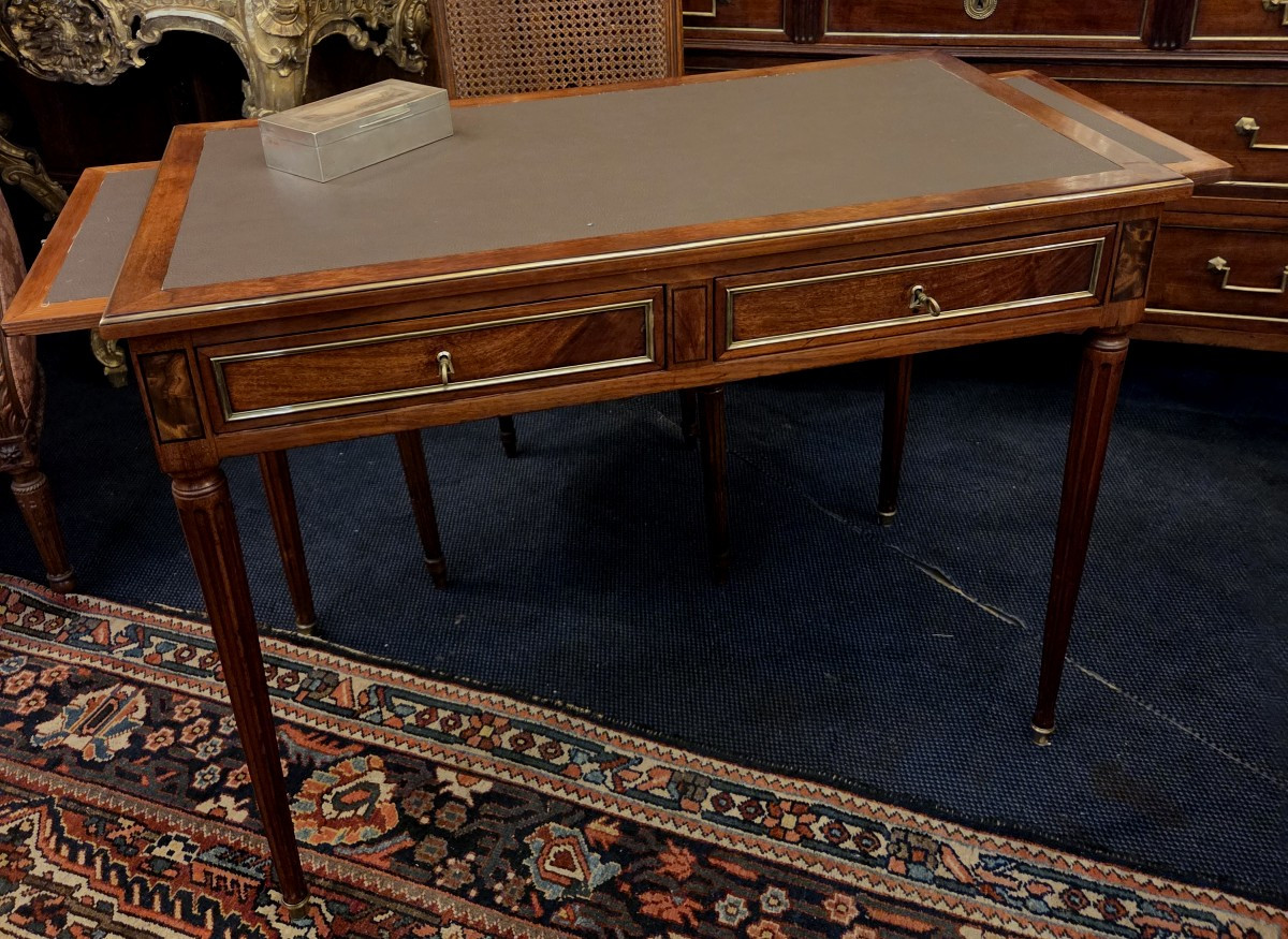 Small Louis XVI Period Mahogany Flat Desk With Pull-out Drawers