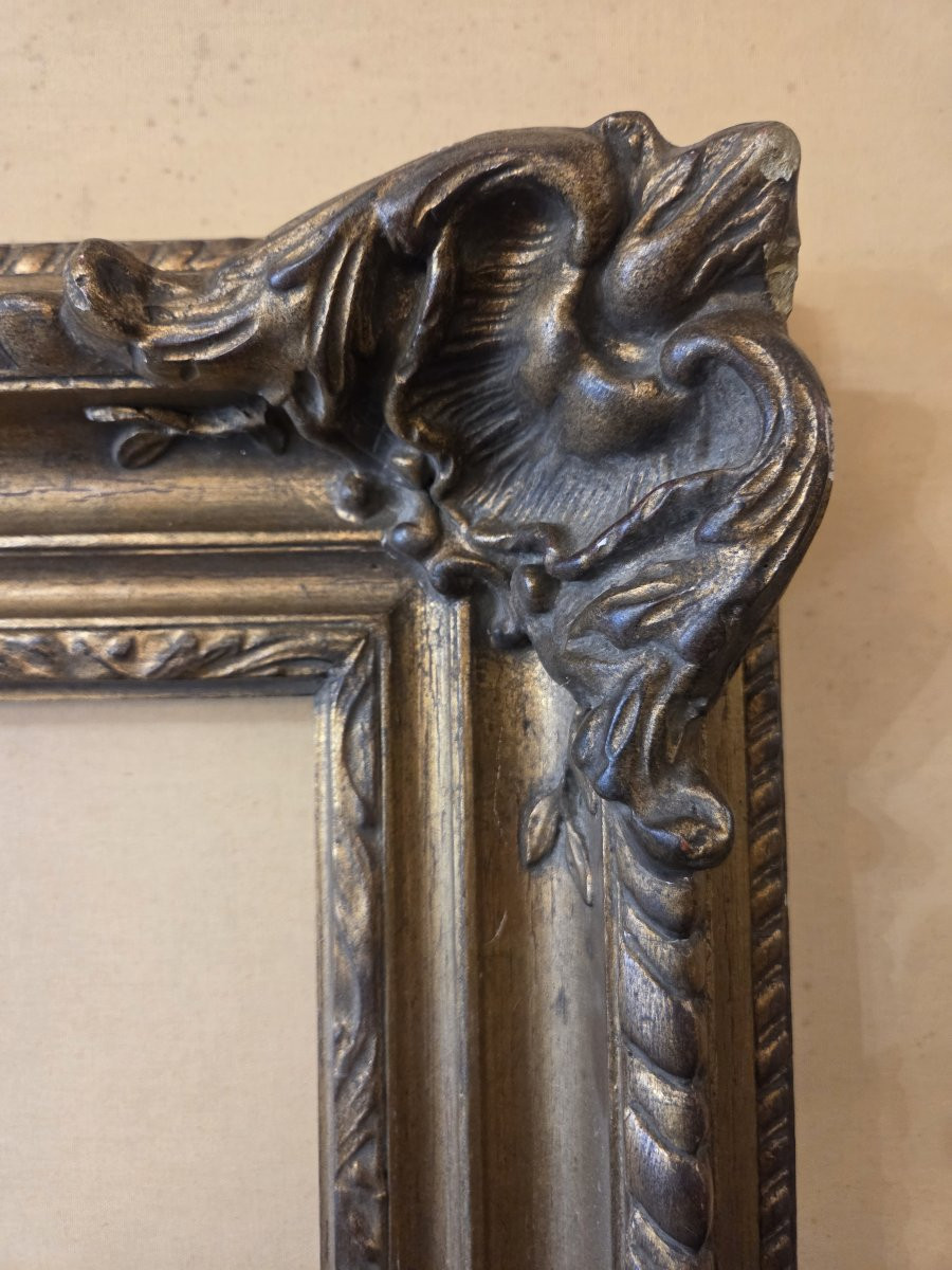 Très grand cadre en bois et stuc doré fin XIXème (152 x 118)-photo-2