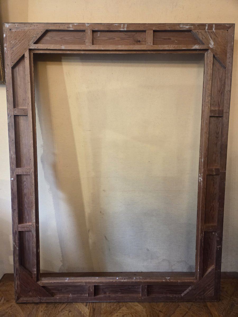 Très grand cadre en bois et stuc doré fin XIXème (152 x 118)-photo-3