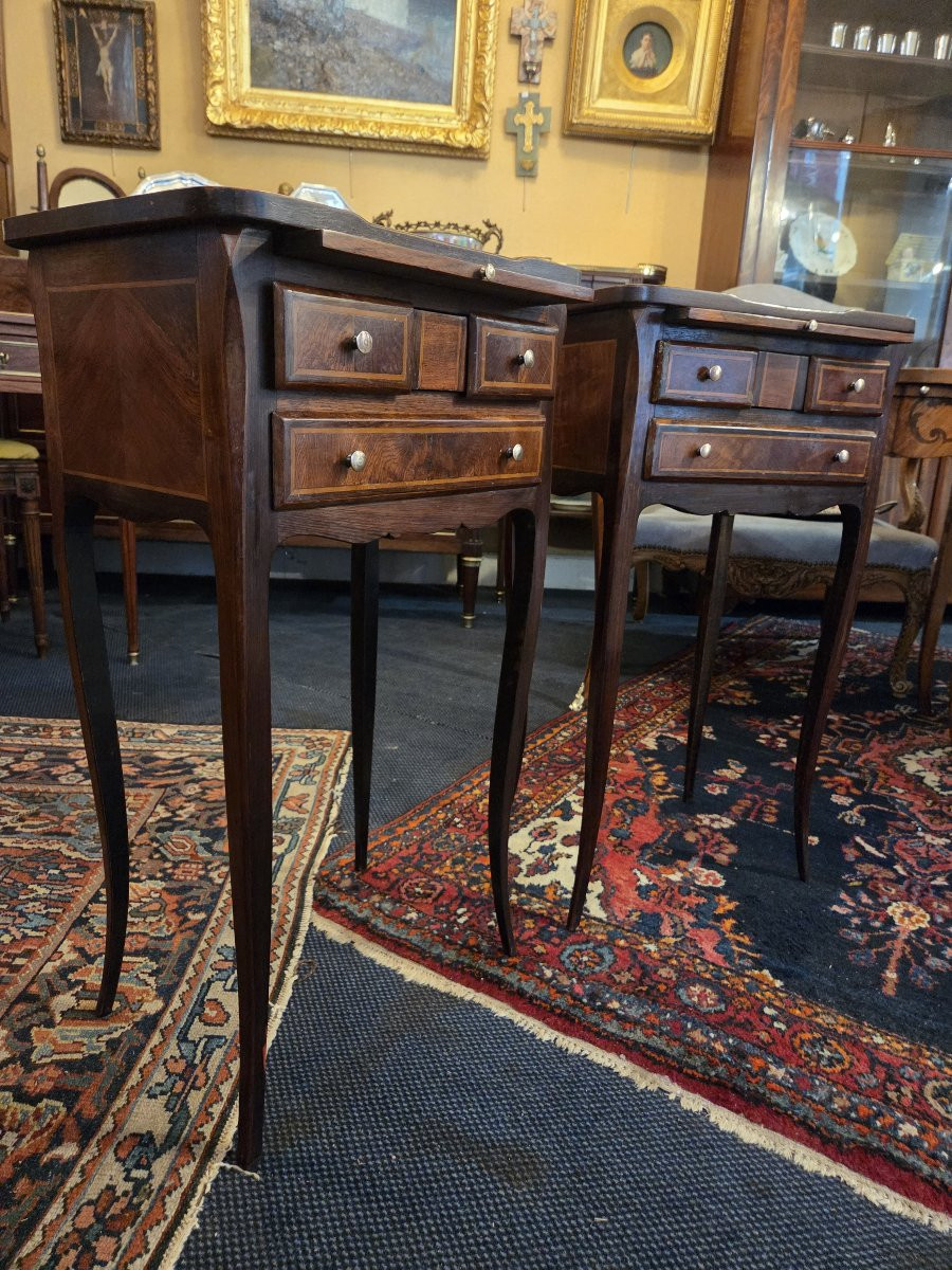 Pair Of Louis XV Style Bedside Tables In Veneered Wood, Early 20th Century-photo-4