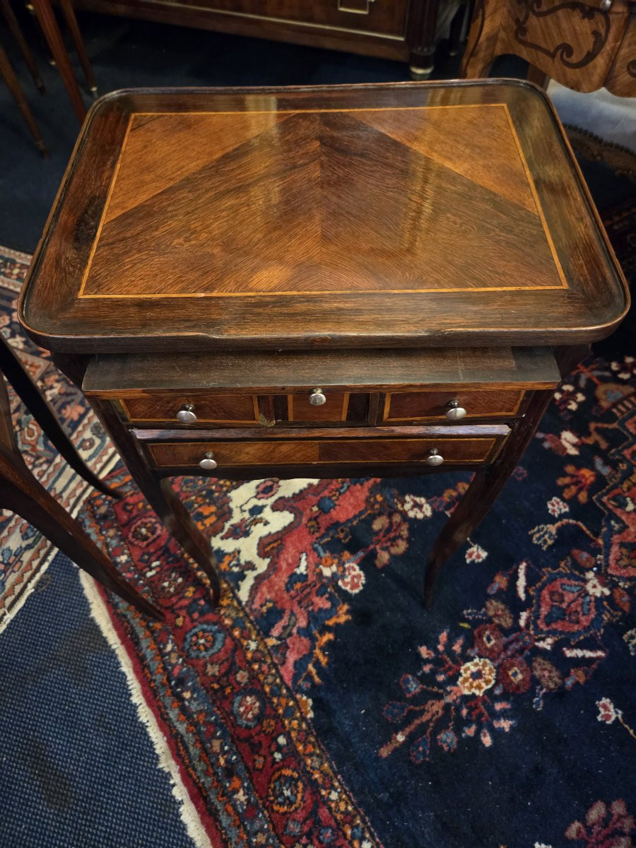 Pair Of Louis XV Style Bedside Tables In Veneered Wood, Early 20th Century-photo-1