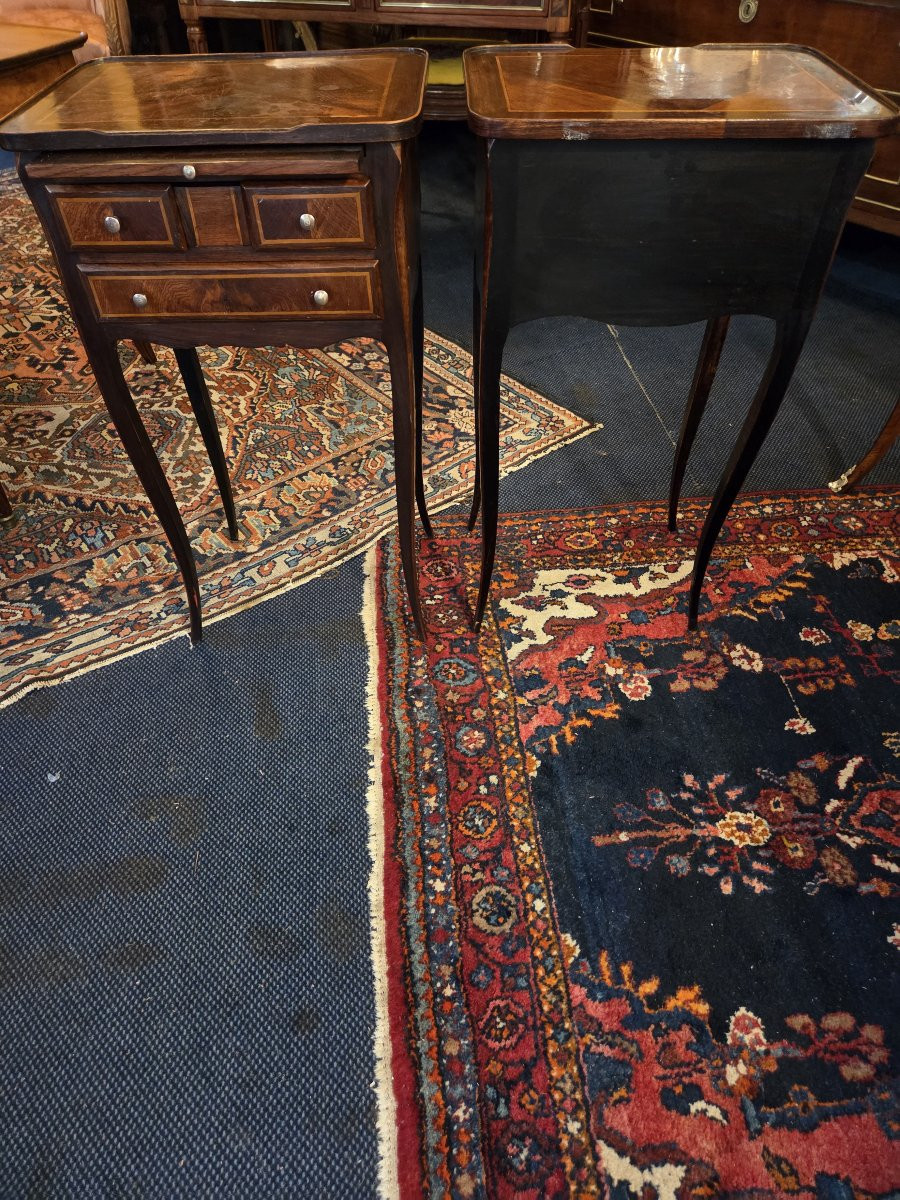 Pair Of Louis XV Style Bedside Tables In Veneered Wood, Early 20th Century-photo-2