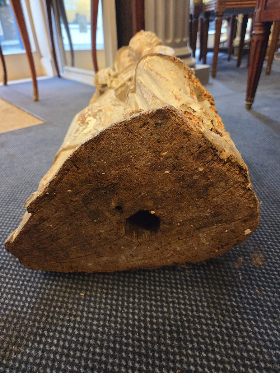 Grande statue religieuse ( Sainte-Anne?) en bois sculpté XVII ou XVIIIème . ( Ht: 96 cm)-photo-3