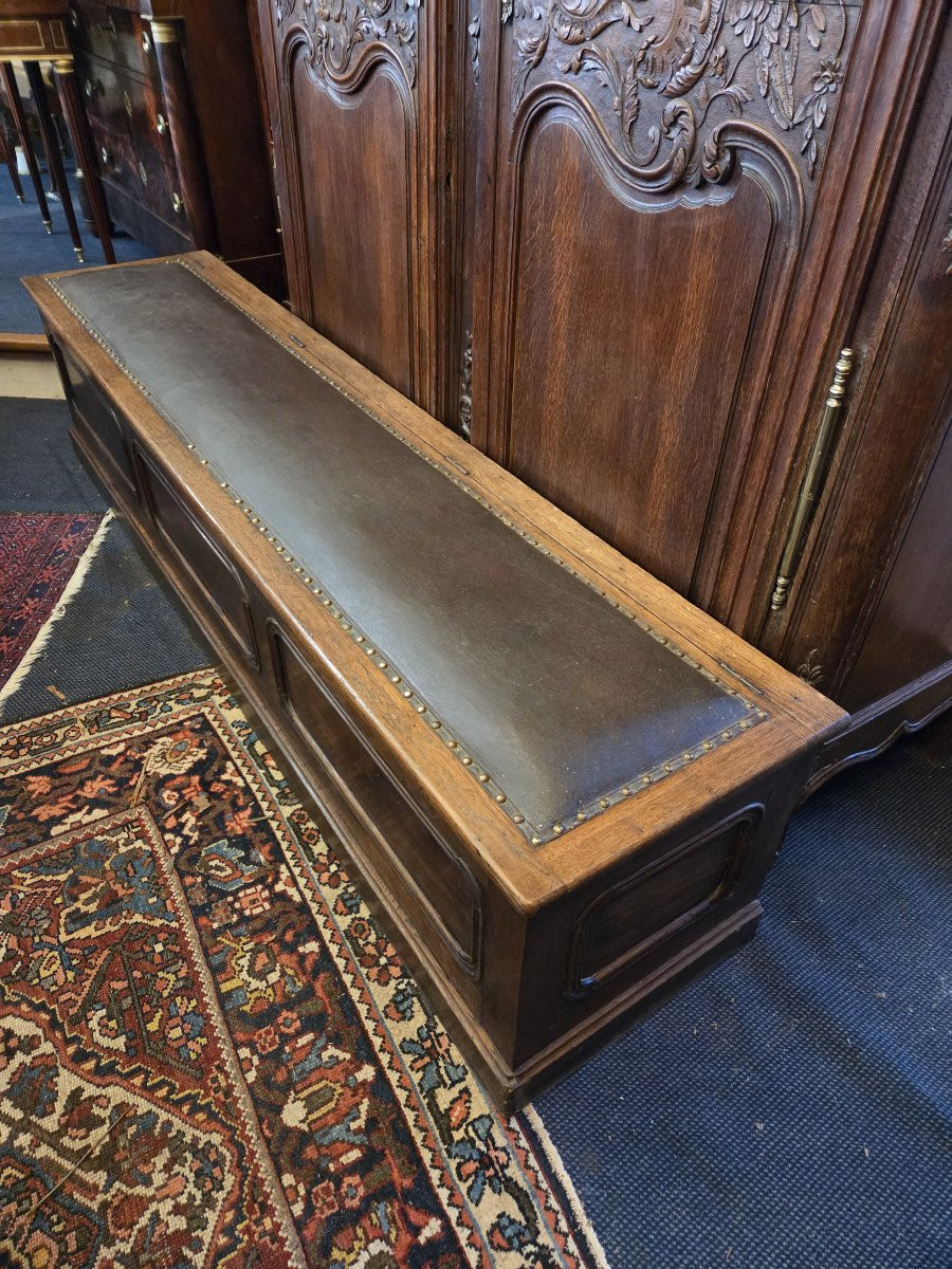 Large Bench-chest In Natural Wood From The Napoleon III Period-photo-2