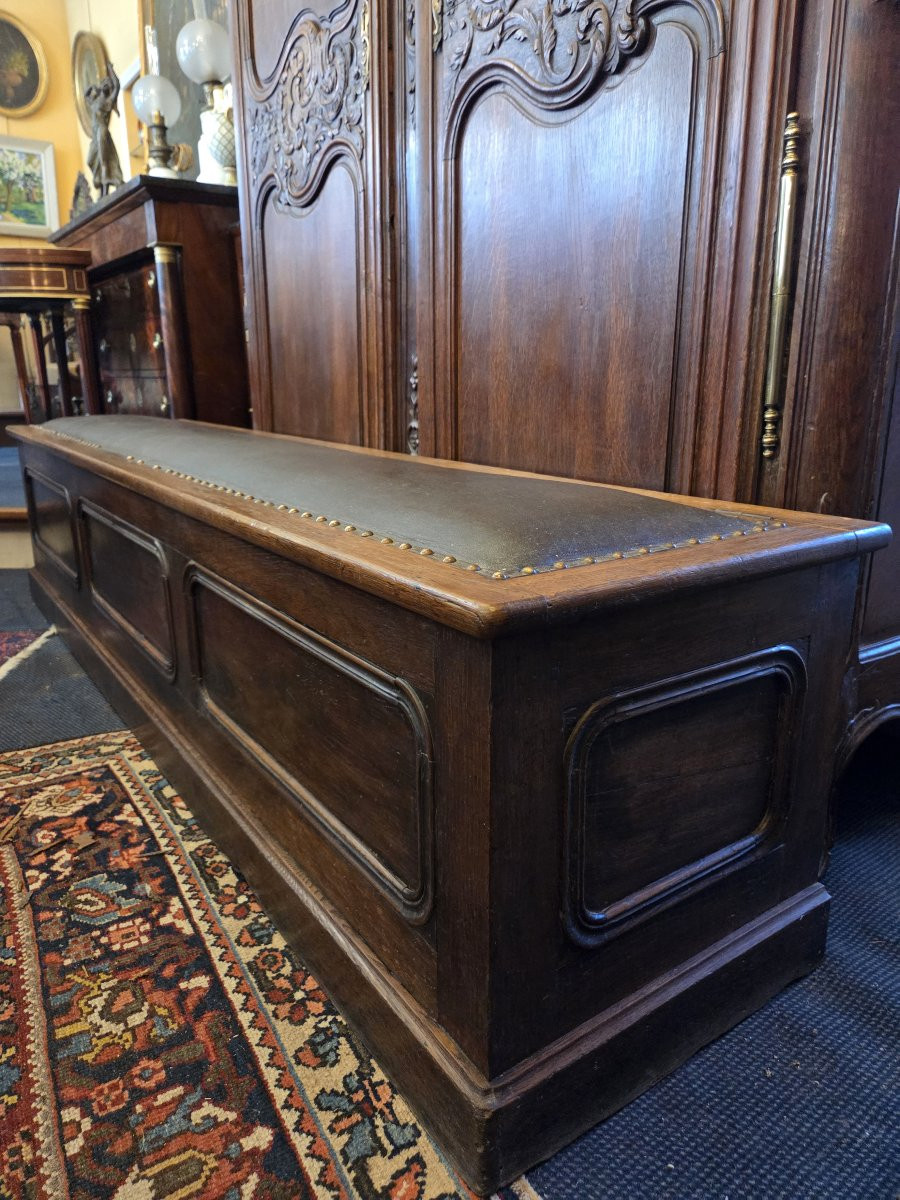 Large Bench-chest In Natural Wood From The Napoleon III Period-photo-3