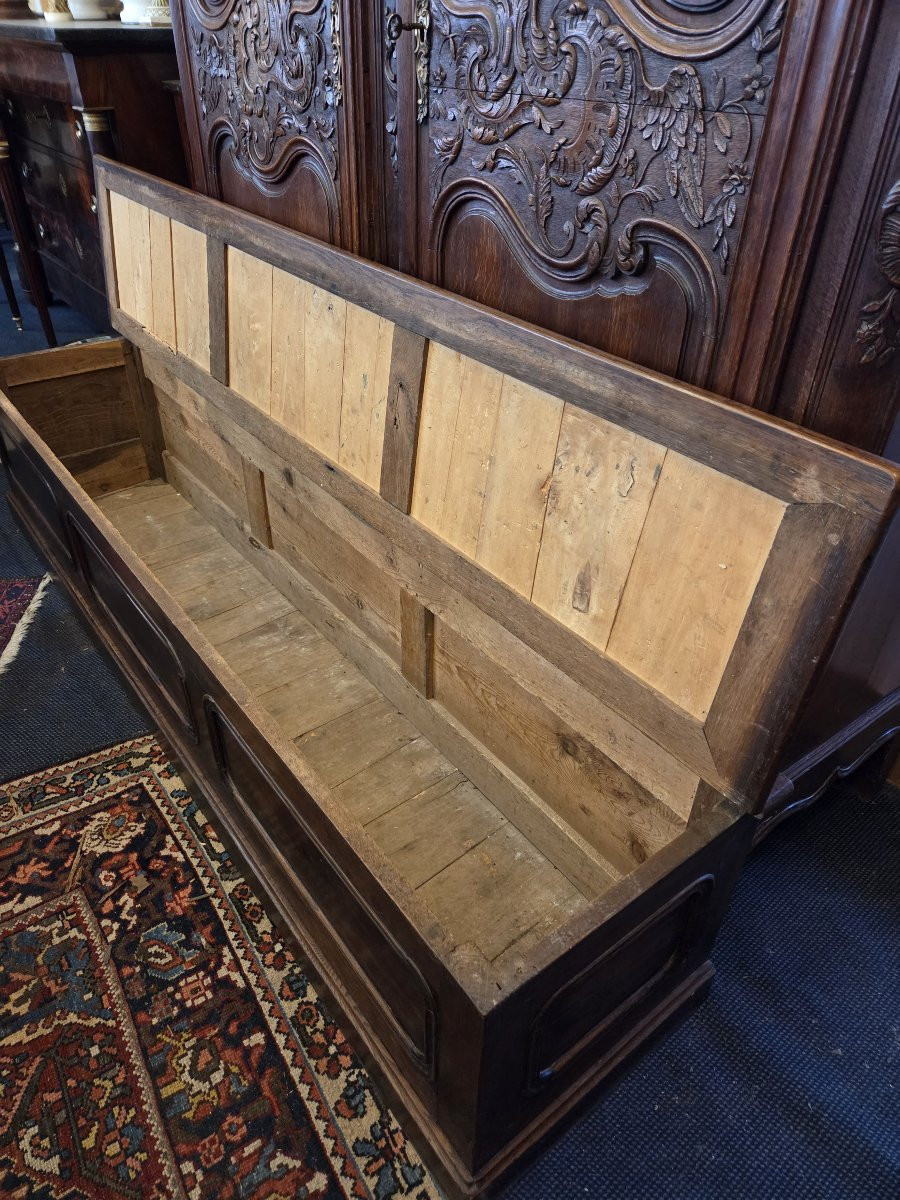 Large Bench-chest In Natural Wood From The Napoleon III Period-photo-4