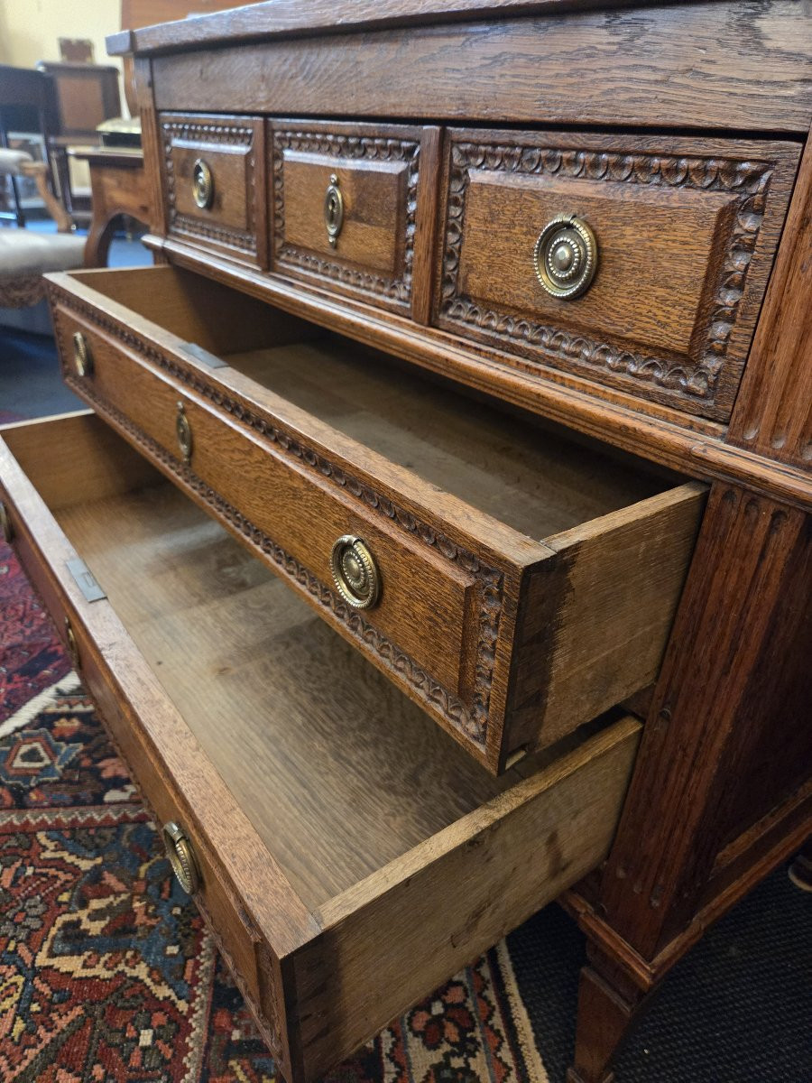 Small Louis XVI Style Norman Chest Of Drawers In Carved Oak-photo-4