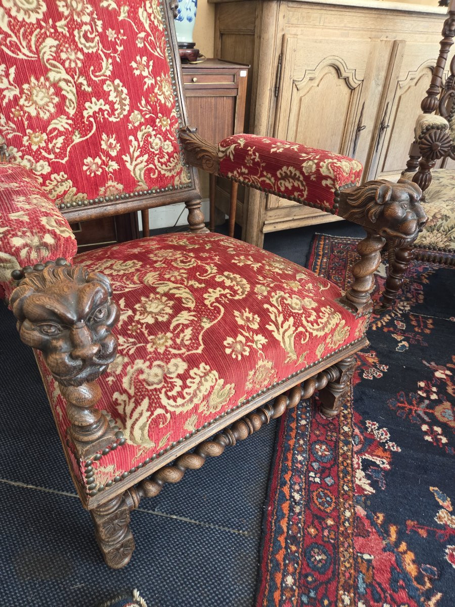 Large Renaissance Armchair From The Napoleon III Period-photo-1