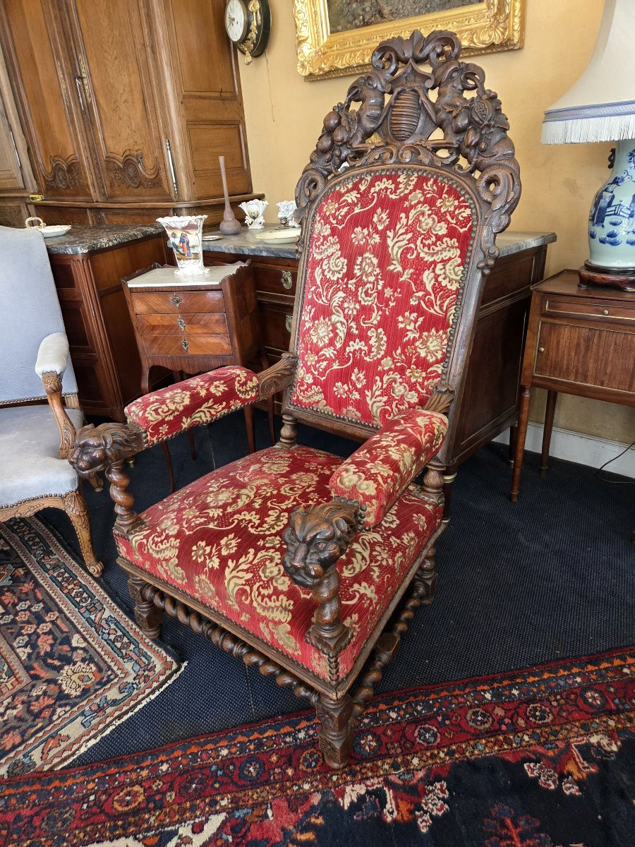 Large Renaissance Armchair From The Napoleon III Period-photo-4