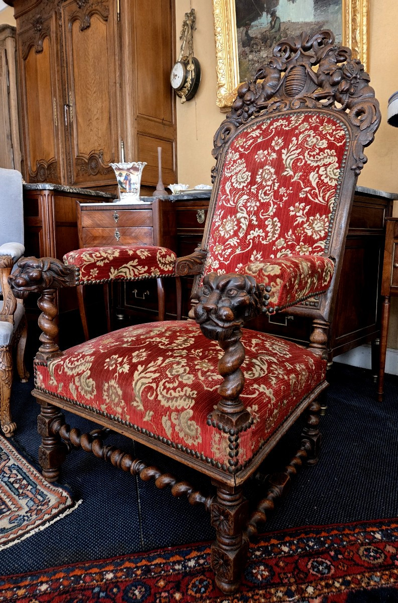 Large Renaissance Armchair From The Napoleon III Period