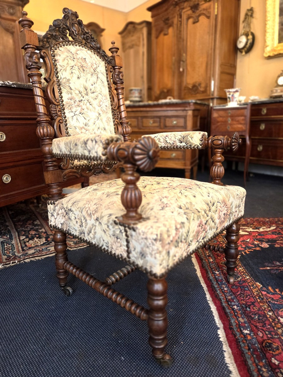 Fauteuil d'époque Napoléon III en palissandre