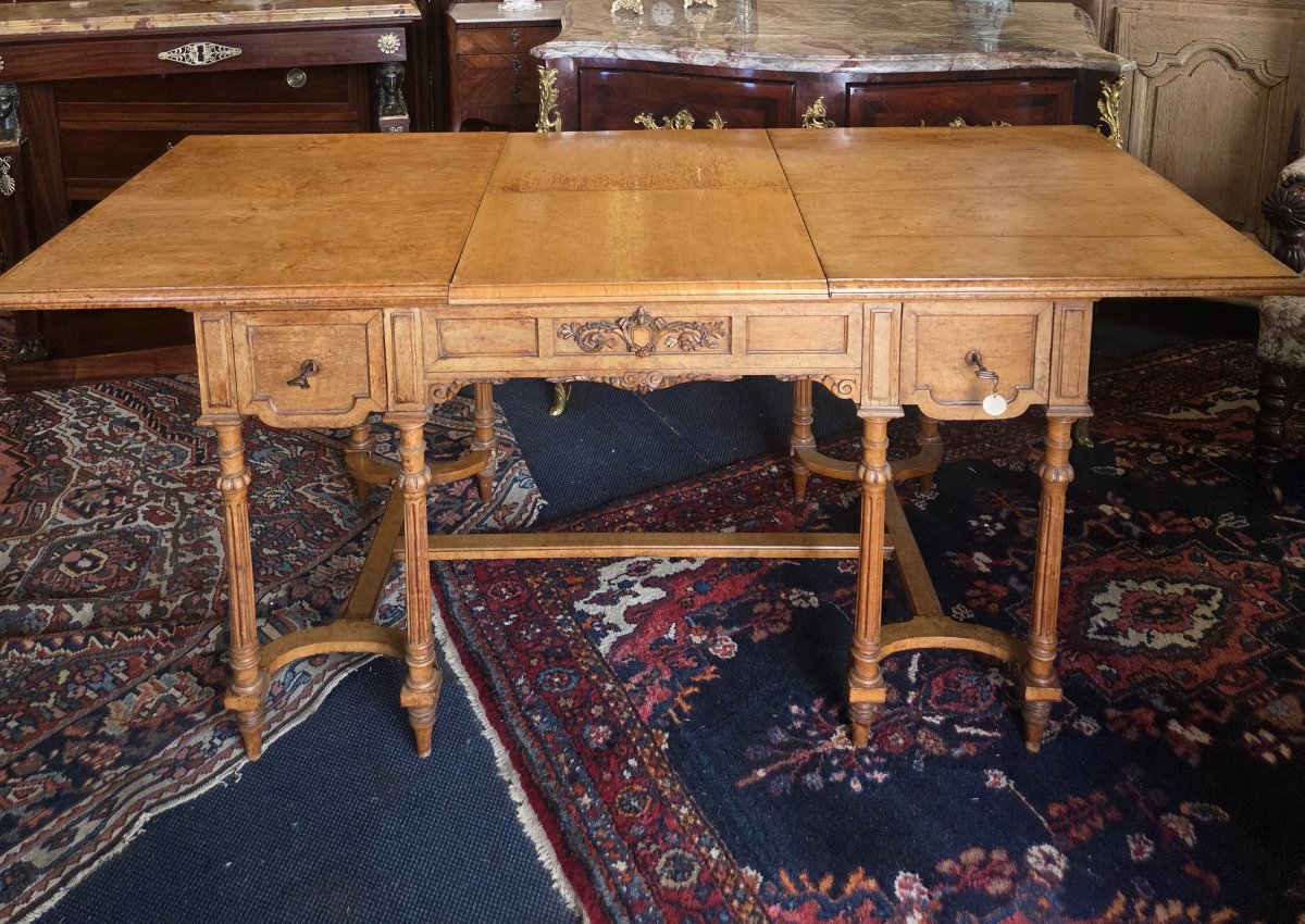 Louis XVI Style Maple Flat Desk With Extension .-photo-1