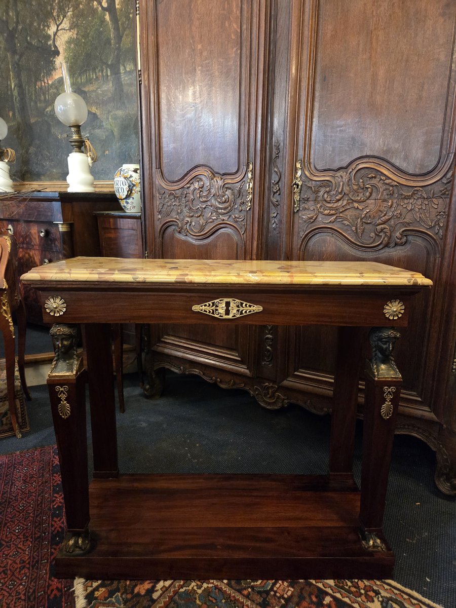 Console d'époque Empire style "Retour d'Egypte" en acajou -photo-2