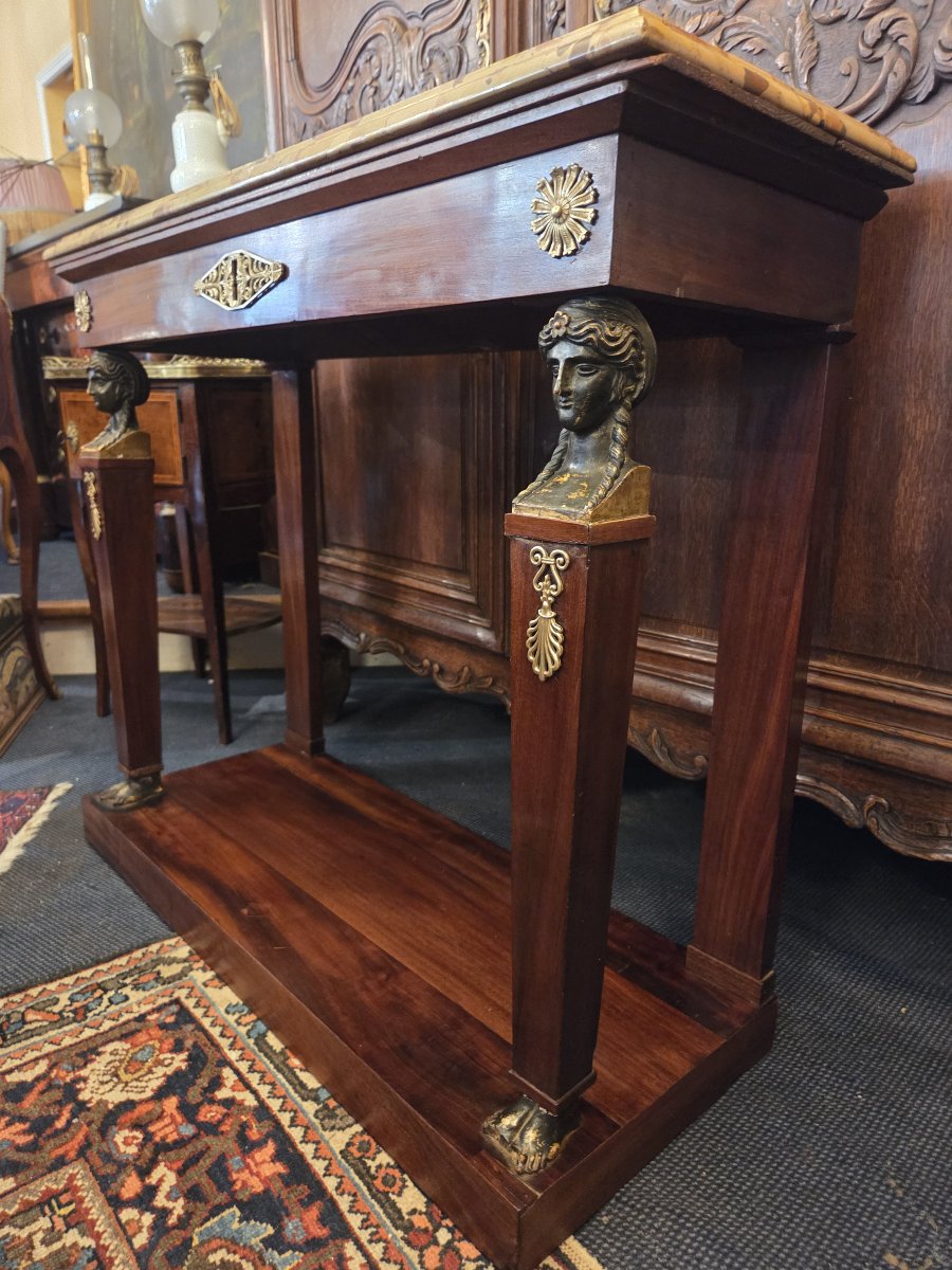Console d'époque Empire style "Retour d'Egypte" en acajou 