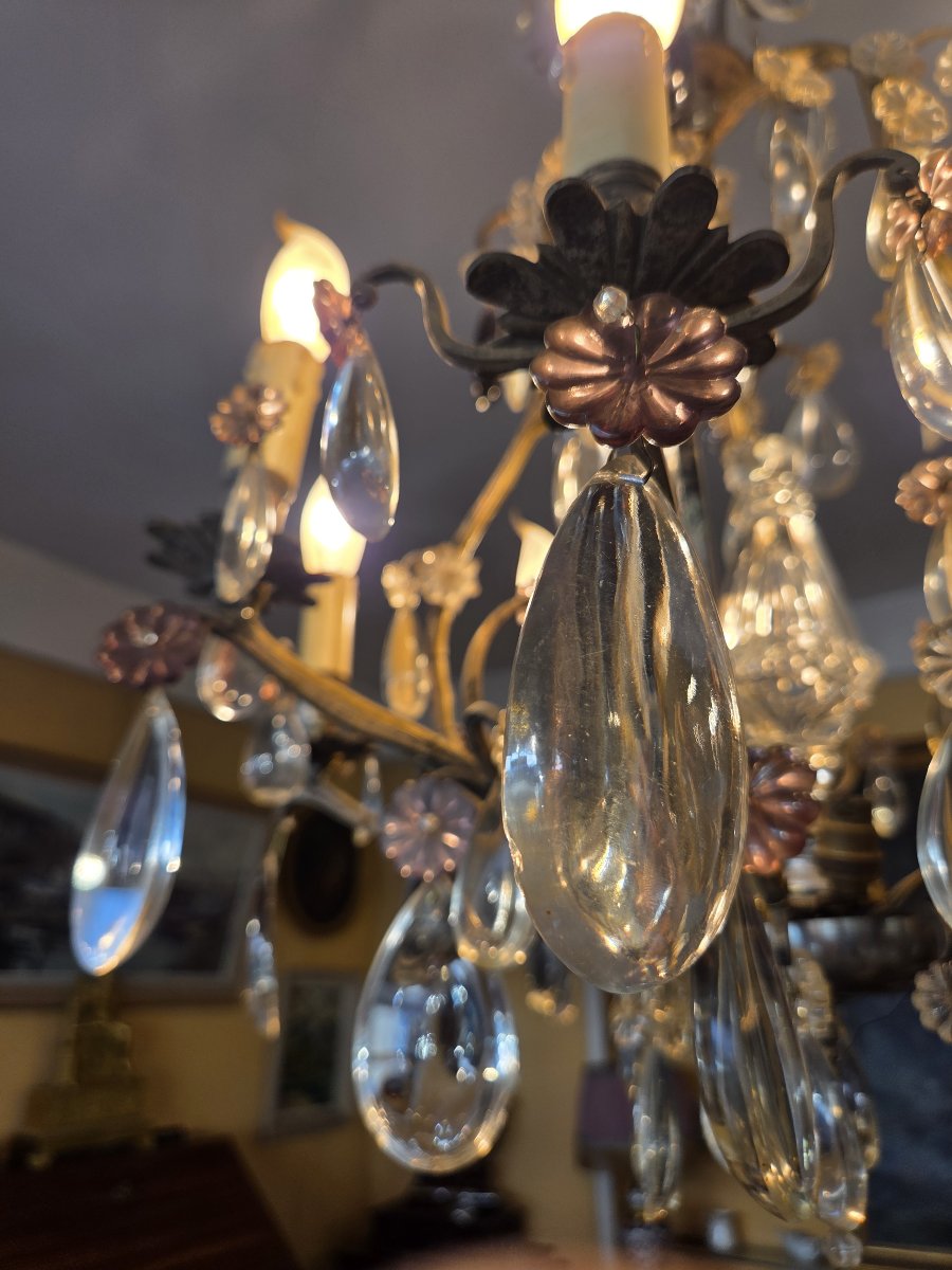 Cage-shaped Chandelier With Eight Lights, Some Colored, Napoleon III Period-photo-3