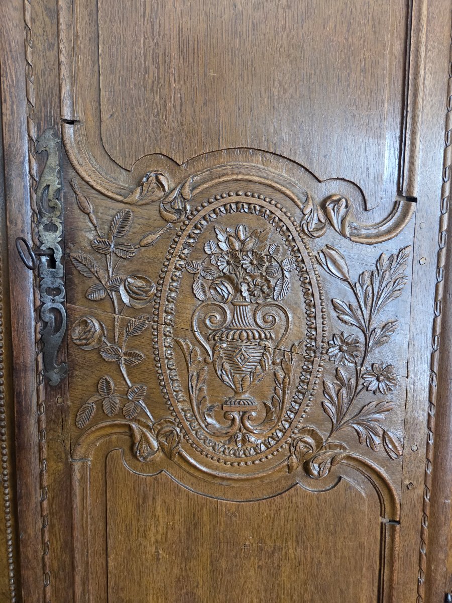 Small 19th-century Normandy-style Cabinet Made Of Carved Oak.-photo-2