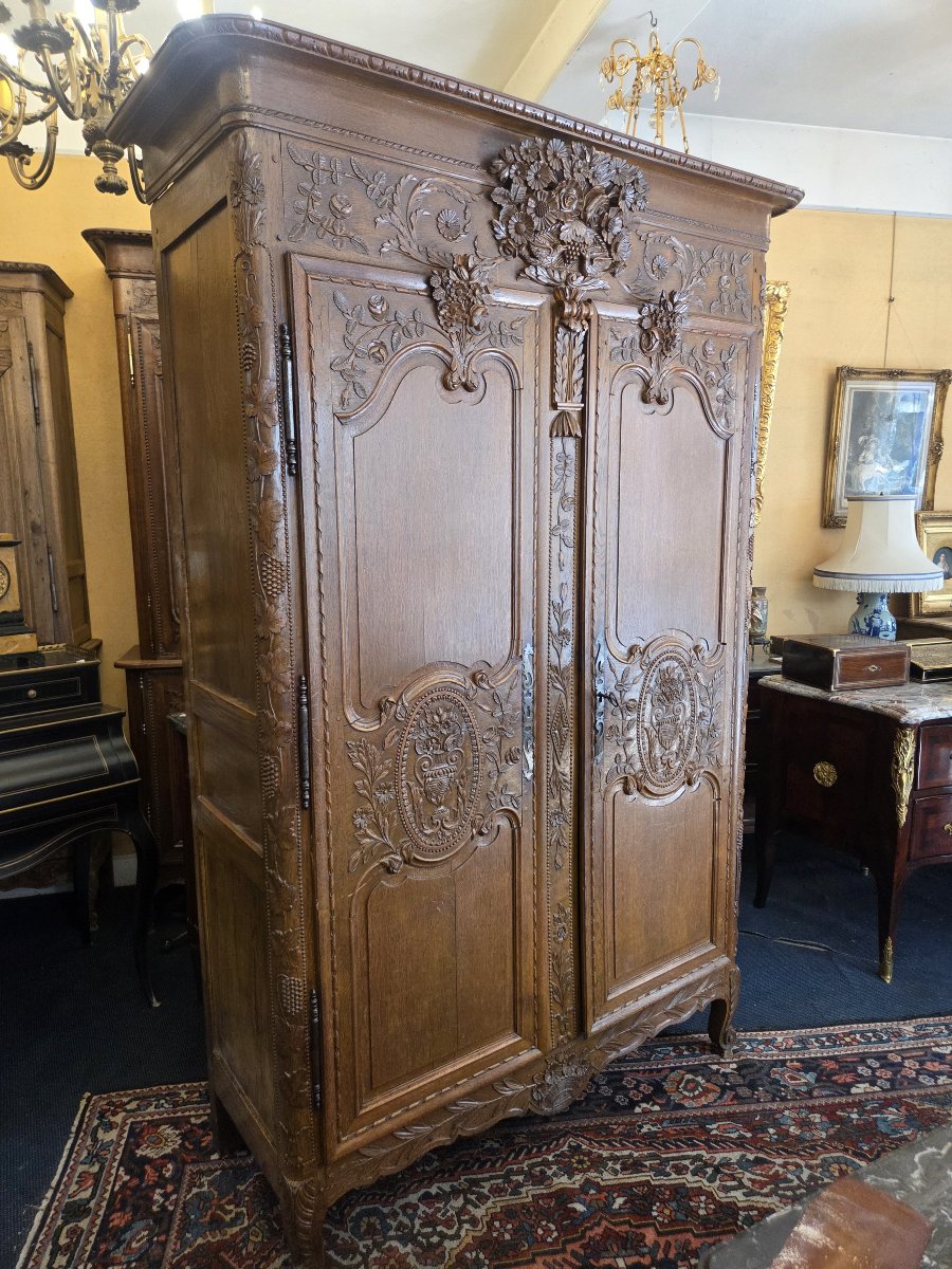 Small 19th-century Normandy-style Cabinet Made Of Carved Oak.