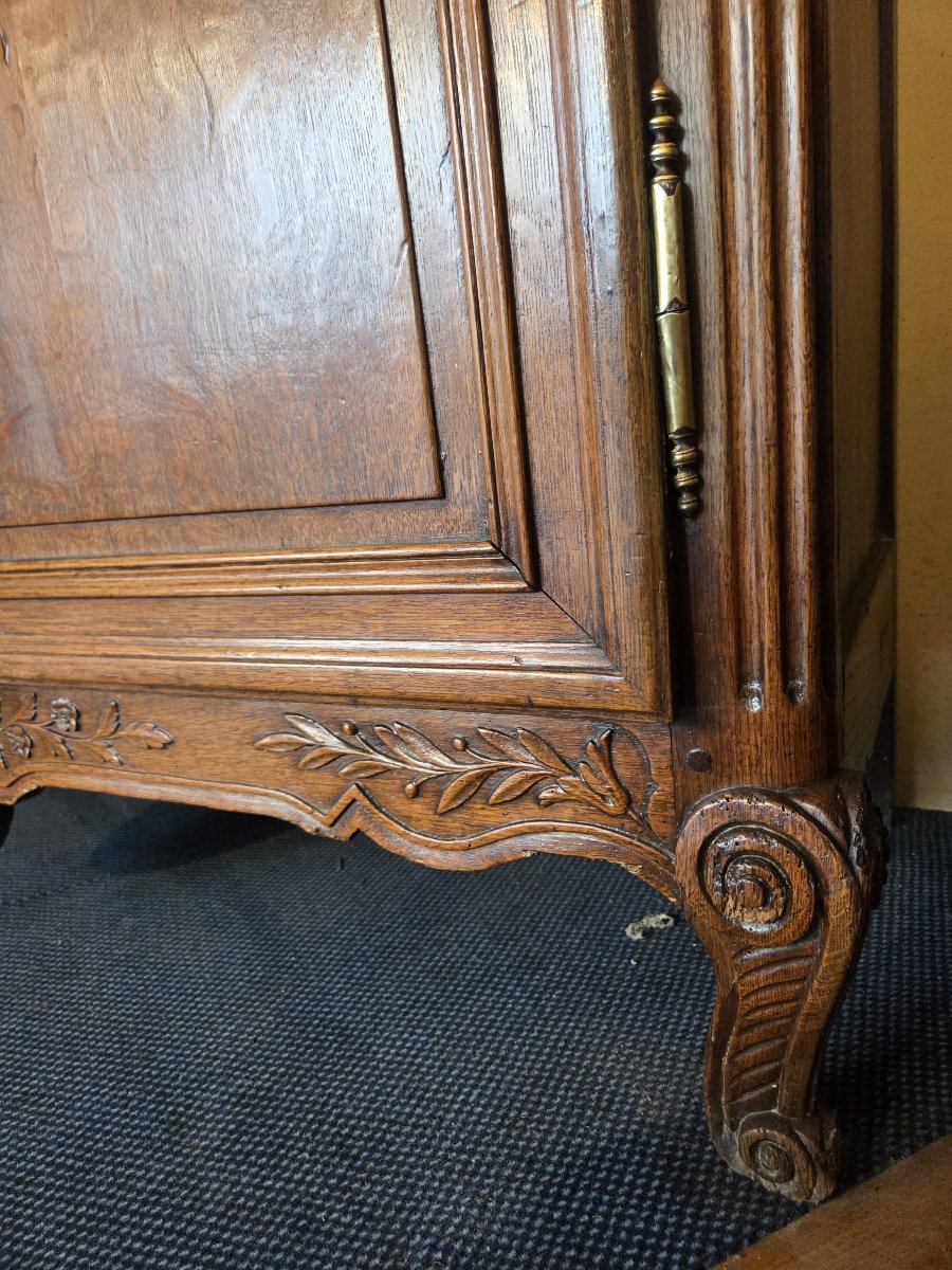 19th-century Two-section Normandy-cauchois Sideboard In Carved Oak-photo-3