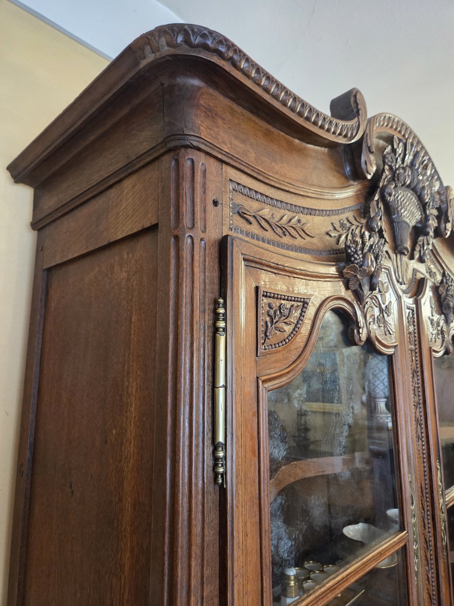 19th-century Two-section Normandy-cauchois Sideboard In Carved Oak-photo-4