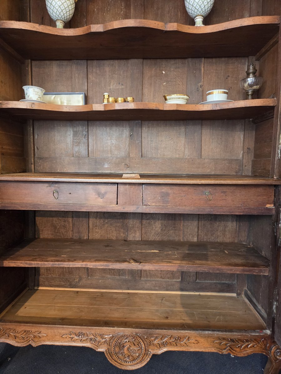 19th-century Two-section Normandy-cauchois Sideboard In Carved Oak-photo-2