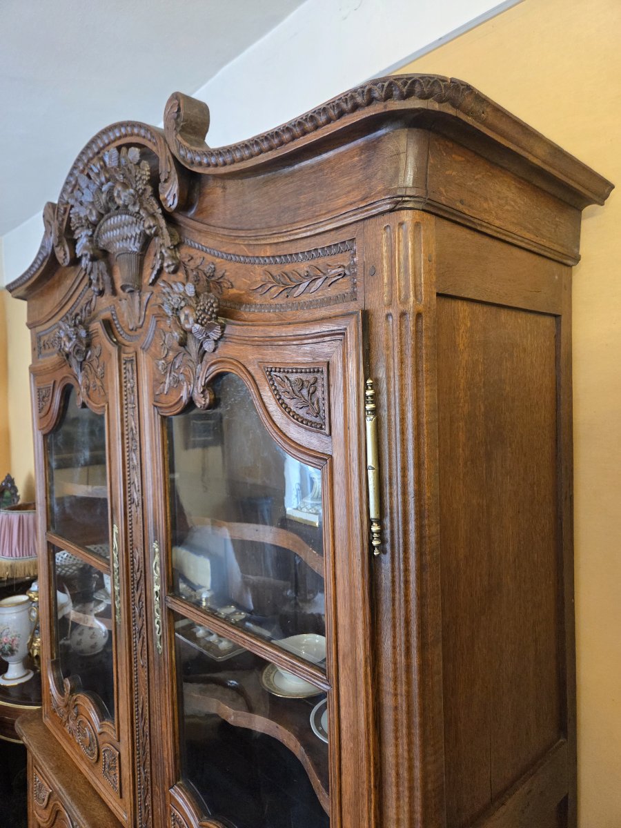 19th-century Two-section Normandy-cauchois Sideboard In Carved Oak-photo-6