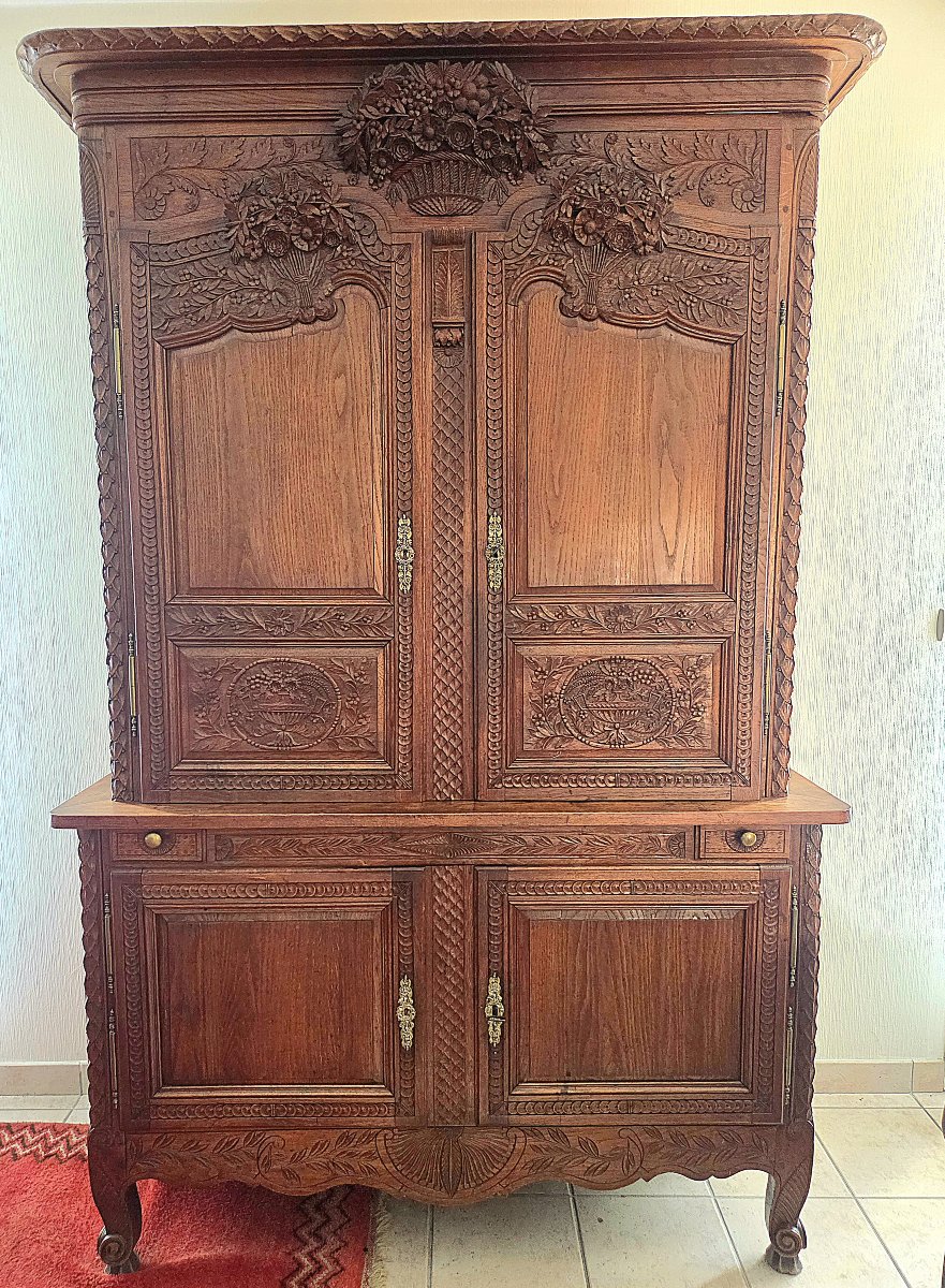 Buffet à deux corps normand en chêne  (Dieppe )  XIXème