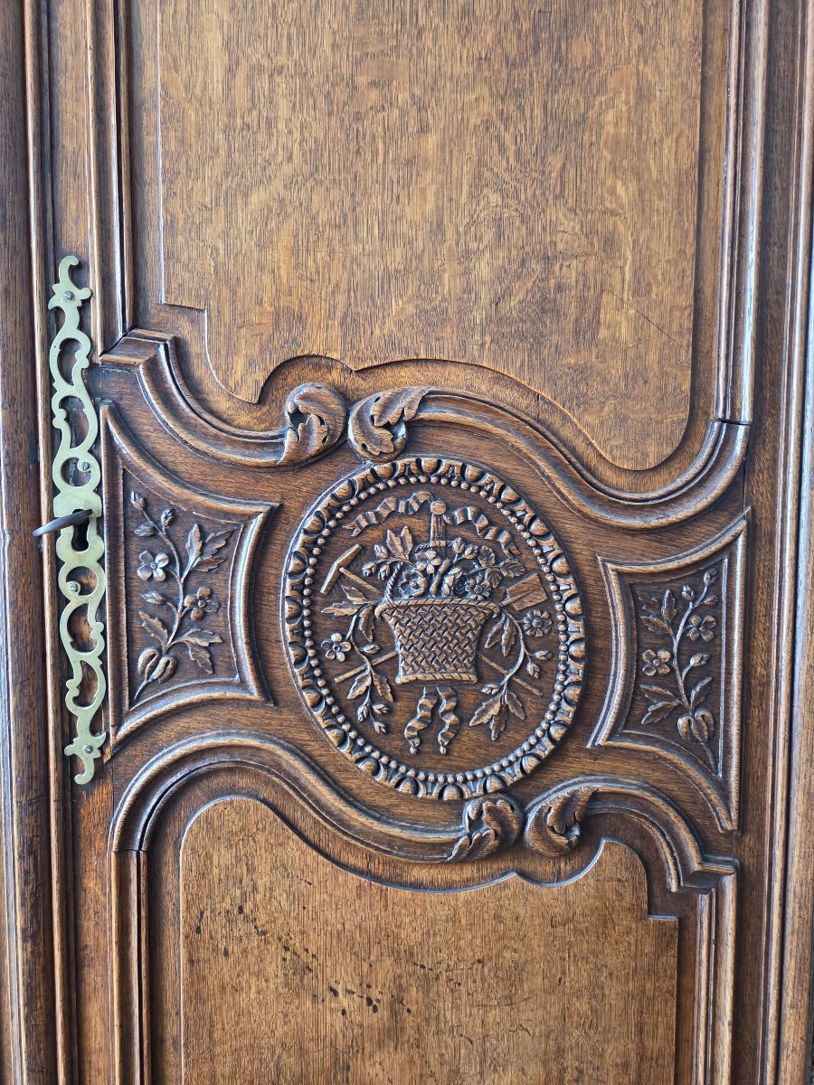 Armoire normande dite "de mariage" du Pays de Caux en chêne XIXème .-photo-4