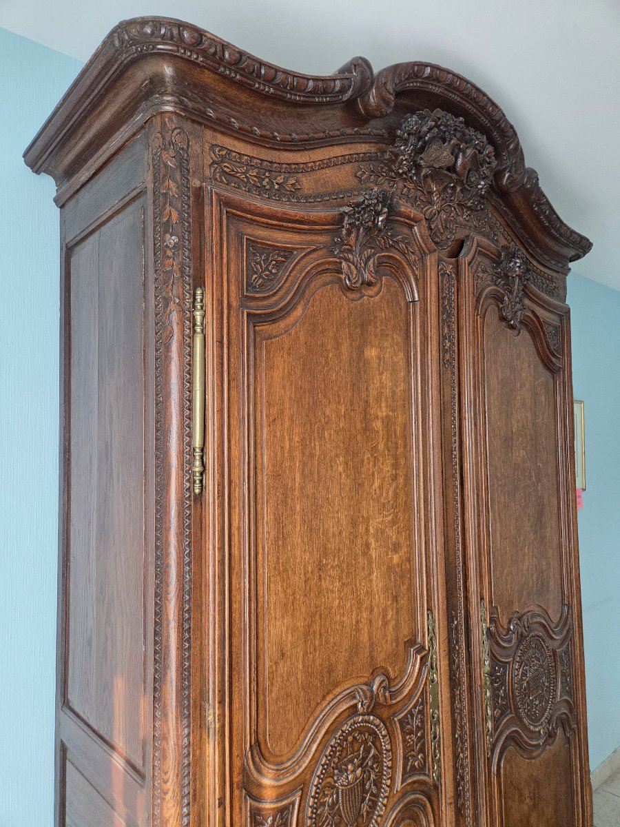Armoire normande dite "de mariage" du Pays de Caux en chêne XIXème .-photo-2