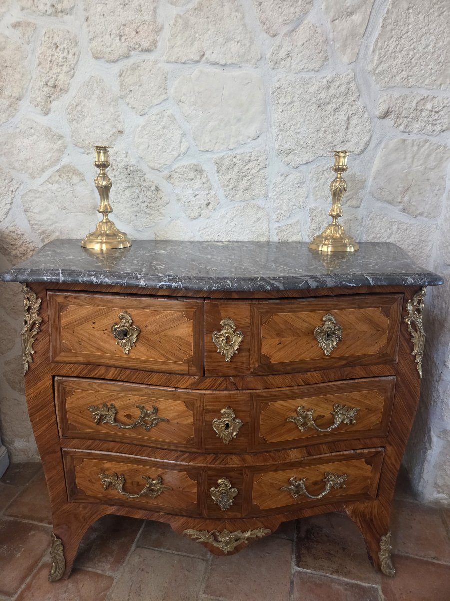 Commode d'époque Louis XV en bois de rose estampillée Gosselin -photo-2