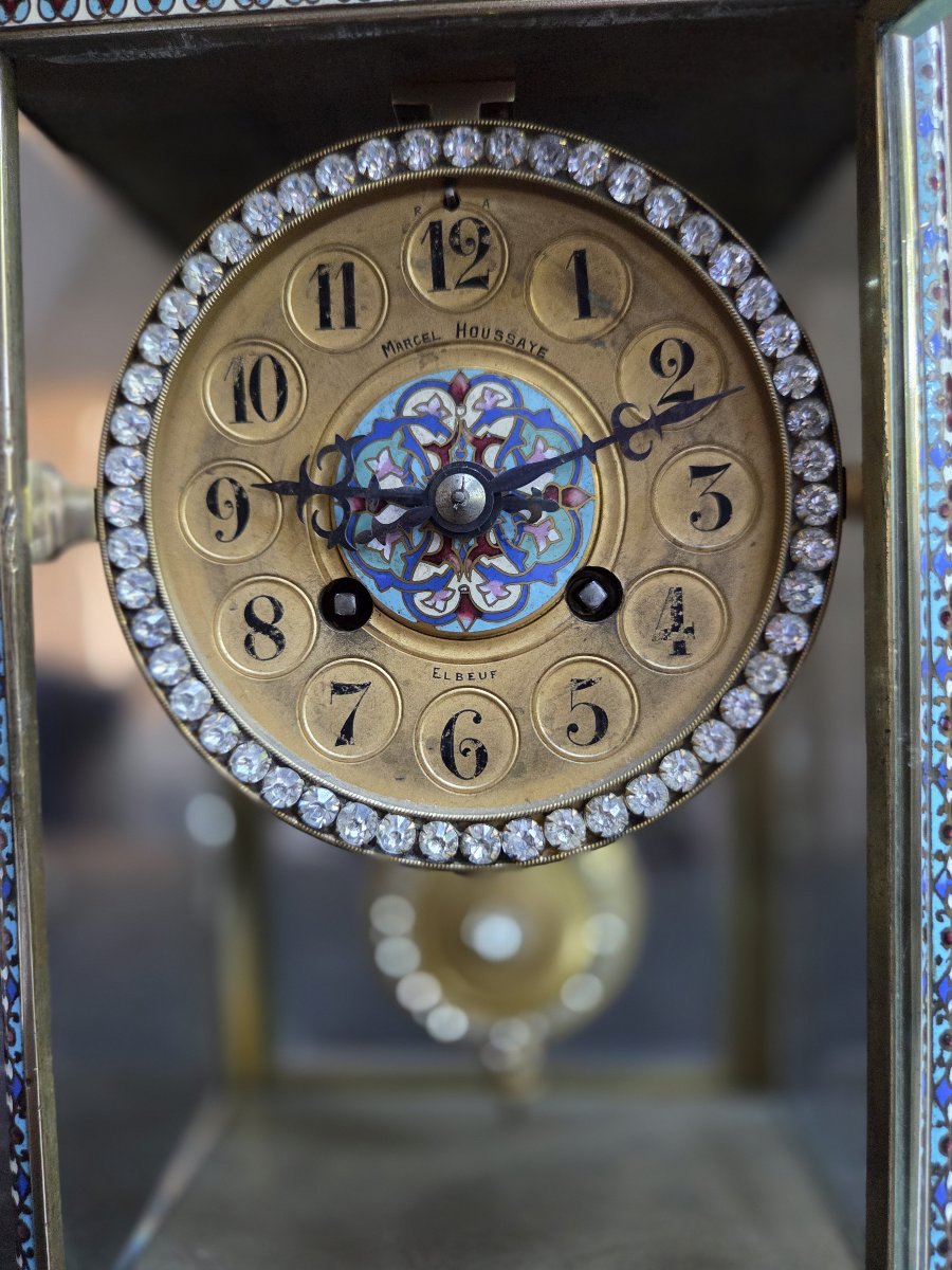 Napoleon III-era Bronze And Enamel Cage Clock-photo-3