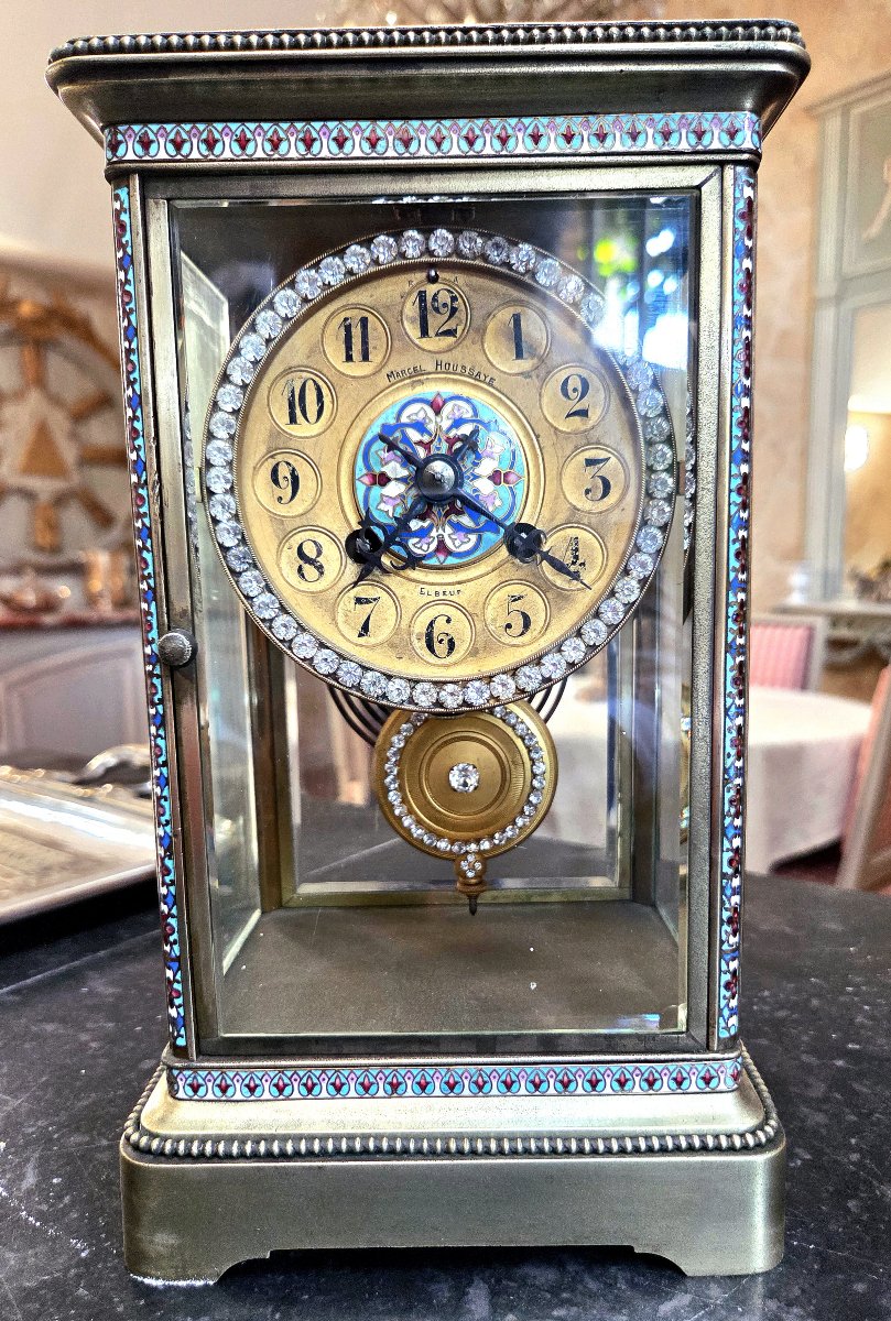 Napoleon III-era Bronze And Enamel Cage Clock