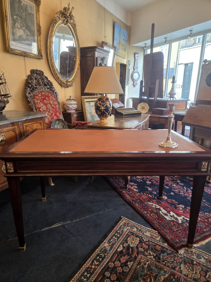 Flat Mahogany Desk In The Louis XVI Style-photo-2