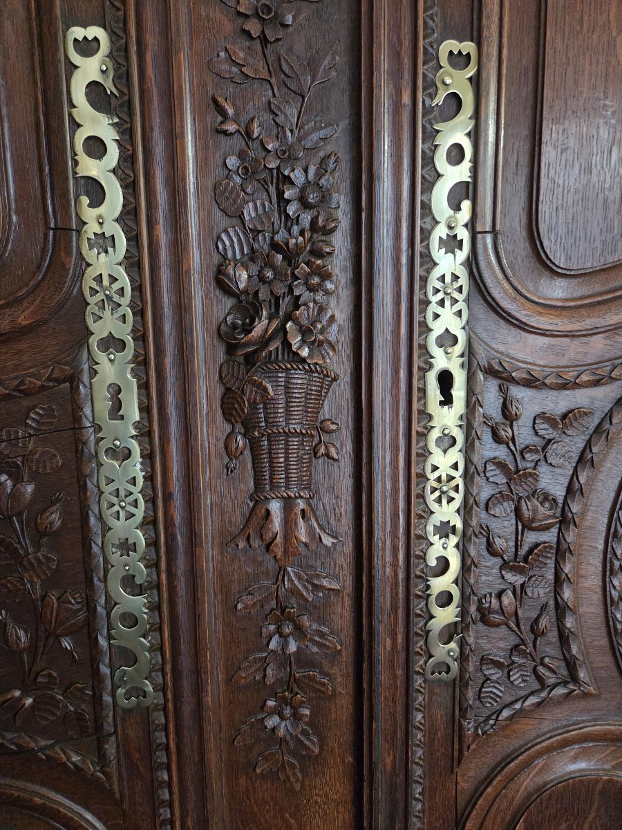 19th-century Normandy Wedding Chest Made Of Oak (fécamp?)-photo-3