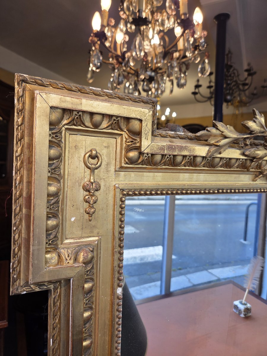 Grand miroir doré de style Louis XVI époque Napoléon III ( 164 x 116)-photo-2