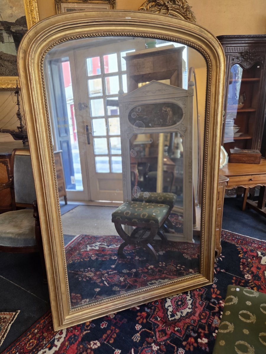 Large Louis-philippe-style Mirror In Gilded Wood From The 19th Century (173 X 113)-photo-2